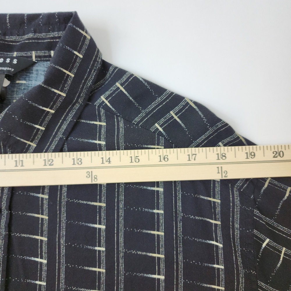 Axcess Claiborne Mens XL Blue Rayon Geometric Stripe Short Sleeve Button Down - Picture 4 of 9